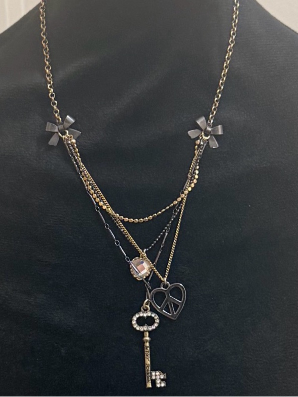 Betsey Johnson Y2K 2010” Multi-Strand Charm Necklace